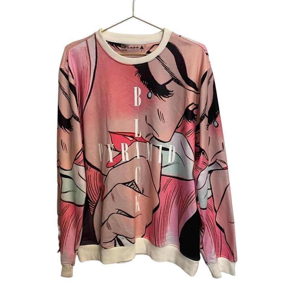 Black Pyramid Don't Cry Chris Brown Streetwear Crewneck Sweatshirt Size XL